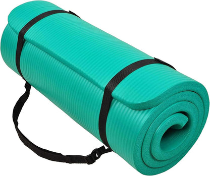 BalanceFrom Yoga Mat, 1-Inch Extra Thick High Density Exercise Mat, Anti-Tear Exercise Yoga Mat with Carrying Strap, Suitable for Various Yoga Exercises, Multiple Colors