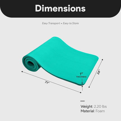 BalanceFrom Yoga Mat, 1-Inch Extra Thick High Density Exercise Mat, Anti-Tear Exercise Yoga Mat with Carrying Strap, Suitable for Various Yoga Exercises, Multiple Colors