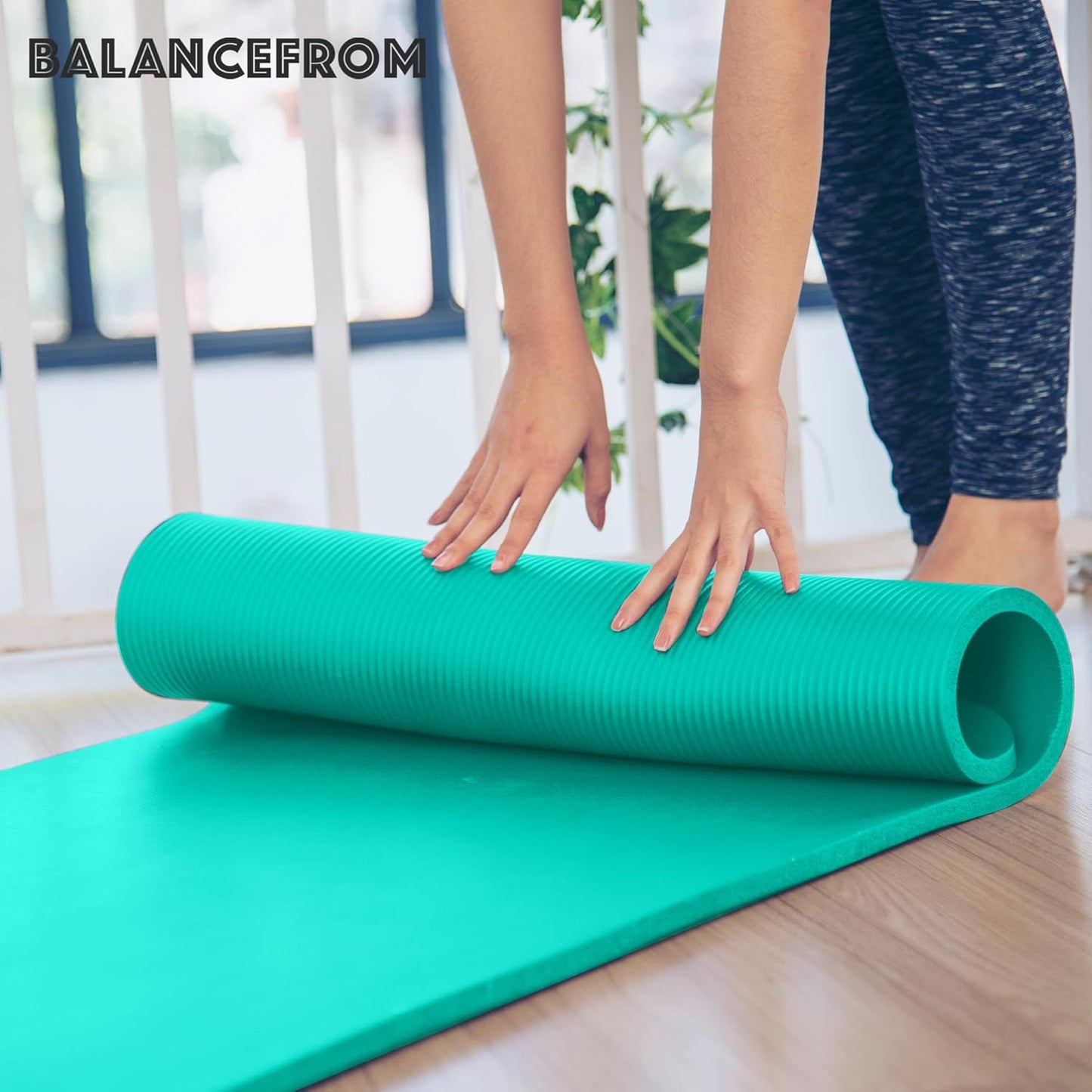 BalanceFrom Yoga Mat, 1-Inch Extra Thick High Density Exercise Mat, Anti-Tear Exercise Yoga Mat with Carrying Strap, Suitable for Various Yoga Exercises, Multiple Colors