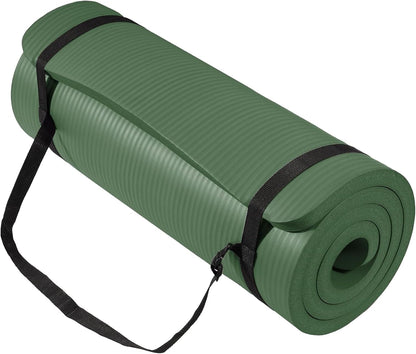 BalanceFrom Yoga Mat, 1-Inch Extra Thick High Density Exercise Mat, Anti-Tear Exercise Yoga Mat with Carrying Strap, Suitable for Various Yoga Exercises, Multiple Colors