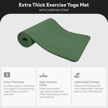 BalanceFrom Yoga Mat, 1-Inch Extra Thick High Density Exercise Mat, Anti-Tear Exercise Yoga Mat with Carrying Strap, Suitable for Various Yoga Exercises, Multiple Colors