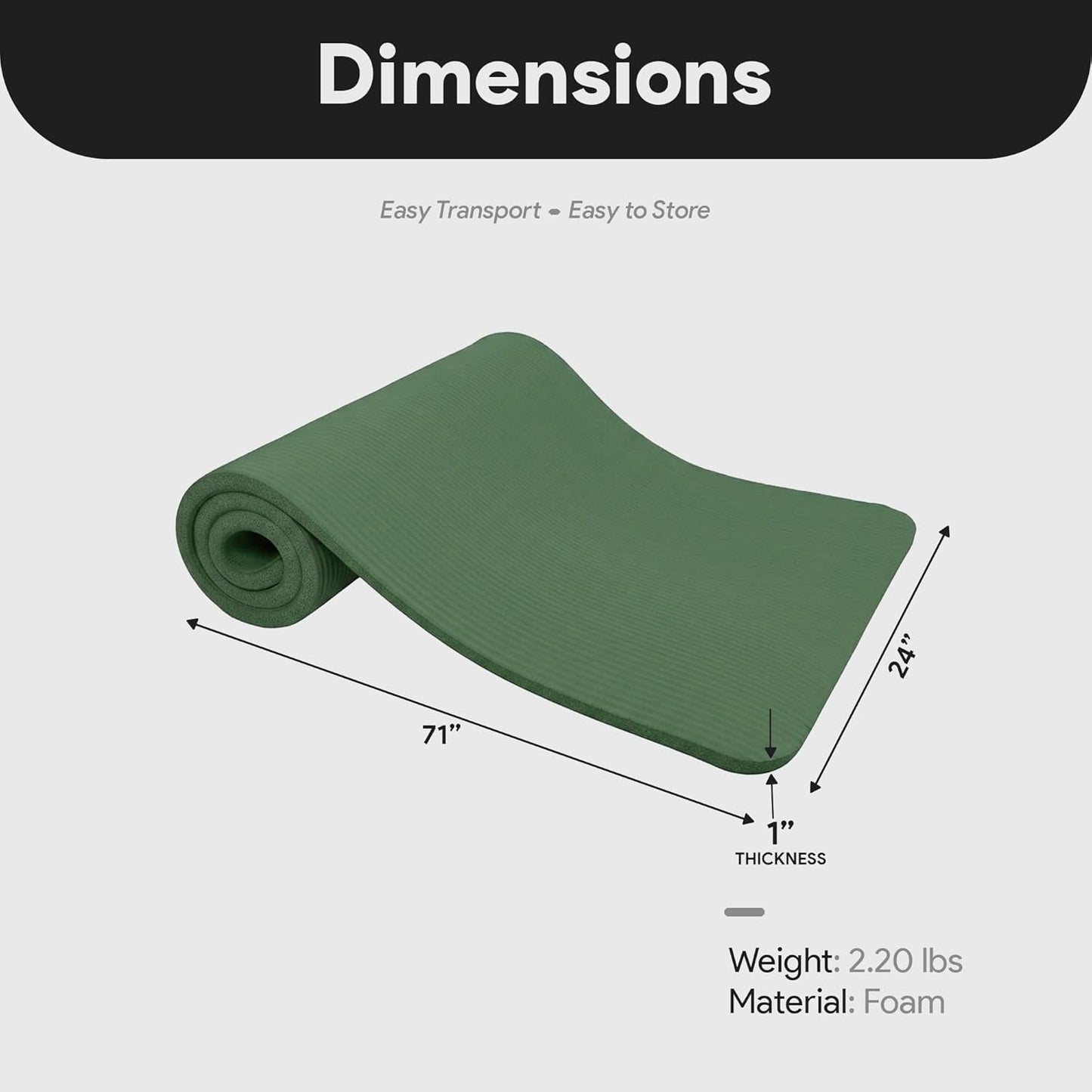 BalanceFrom Yoga Mat, 1-Inch Extra Thick High Density Exercise Mat, Anti-Tear Exercise Yoga Mat with Carrying Strap, Suitable for Various Yoga Exercises, Multiple Colors