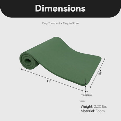 BalanceFrom Yoga Mat, 1-Inch Extra Thick High Density Exercise Mat, Anti-Tear Exercise Yoga Mat with Carrying Strap, Suitable for Various Yoga Exercises, Multiple Colors