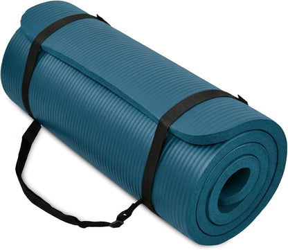 BalanceFrom Yoga Mat, 1-Inch Extra Thick High Density Exercise Mat, Anti-Tear Exercise Yoga Mat with Carrying Strap, Suitable for Various Yoga Exercises, Multiple Colors