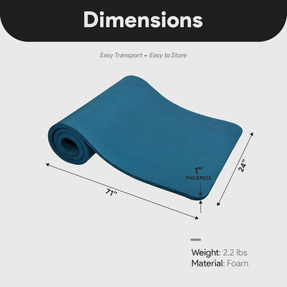 BalanceFrom Yoga Mat, 1-Inch Extra Thick High Density Exercise Mat, Anti-Tear Exercise Yoga Mat with Carrying Strap, Suitable for Various Yoga Exercises, Multiple Colors