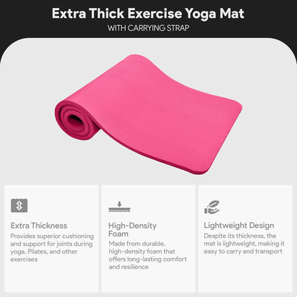BalanceFrom Yoga Mat, 1-Inch Extra Thick High Density Exercise Mat, Anti-Tear Exercise Yoga Mat with Carrying Strap, Suitable for Various Yoga Exercises, Multiple Colors