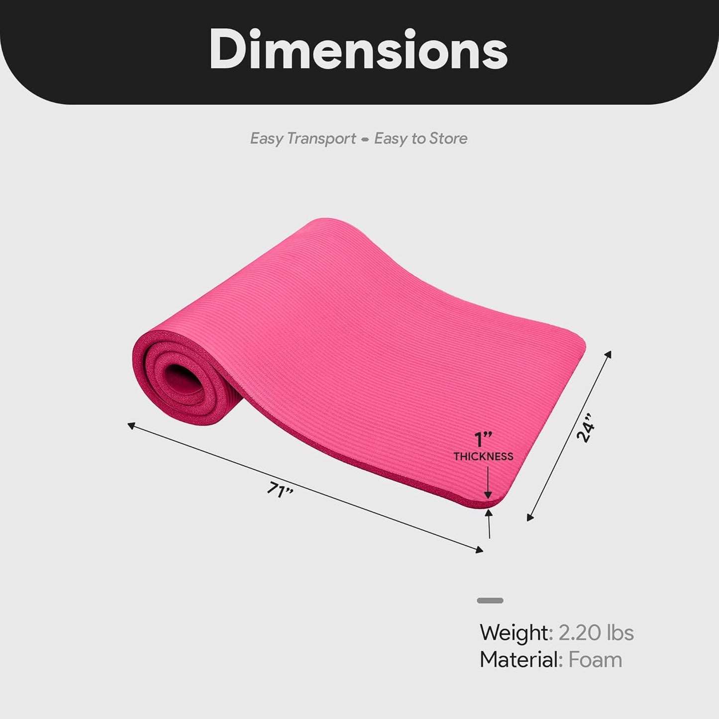 BalanceFrom Yoga Mat, 1-Inch Extra Thick High Density Exercise Mat, Anti-Tear Exercise Yoga Mat with Carrying Strap, Suitable for Various Yoga Exercises, Multiple Colors