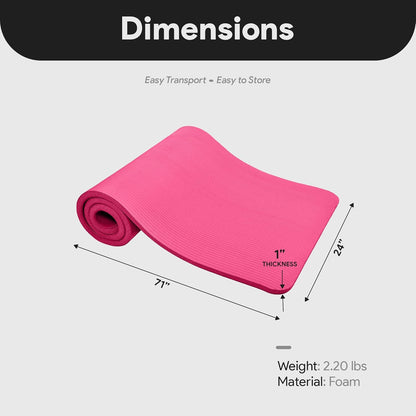 BalanceFrom Yoga Mat, 1-Inch Extra Thick High Density Exercise Mat, Anti-Tear Exercise Yoga Mat with Carrying Strap, Suitable for Various Yoga Exercises, Multiple Colors