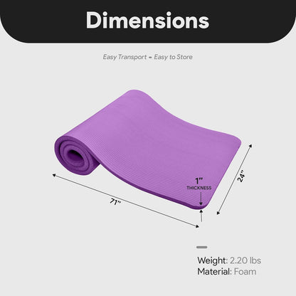 BalanceFrom Yoga Mat, 1-Inch Extra Thick High Density Exercise Mat, Anti-Tear Exercise Yoga Mat with Carrying Strap, Suitable for Various Yoga Exercises, Multiple Colors