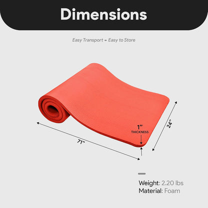 BalanceFrom Yoga Mat, 1-Inch Extra Thick High Density Exercise Mat, Anti-Tear Exercise Yoga Mat with Carrying Strap, Suitable for Various Yoga Exercises, Multiple Colors