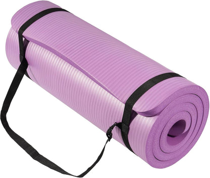 BalanceFrom Yoga Mat, 1-Inch Extra Thick High Density Exercise Mat, Anti-Tear Exercise Yoga Mat with Carrying Strap, Suitable for Various Yoga Exercises, Multiple Colors