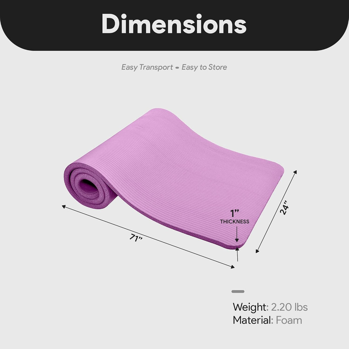 BalanceFrom Yoga Mat, 1-Inch Extra Thick High Density Exercise Mat, Anti-Tear Exercise Yoga Mat with Carrying Strap, Suitable for Various Yoga Exercises, Multiple Colors