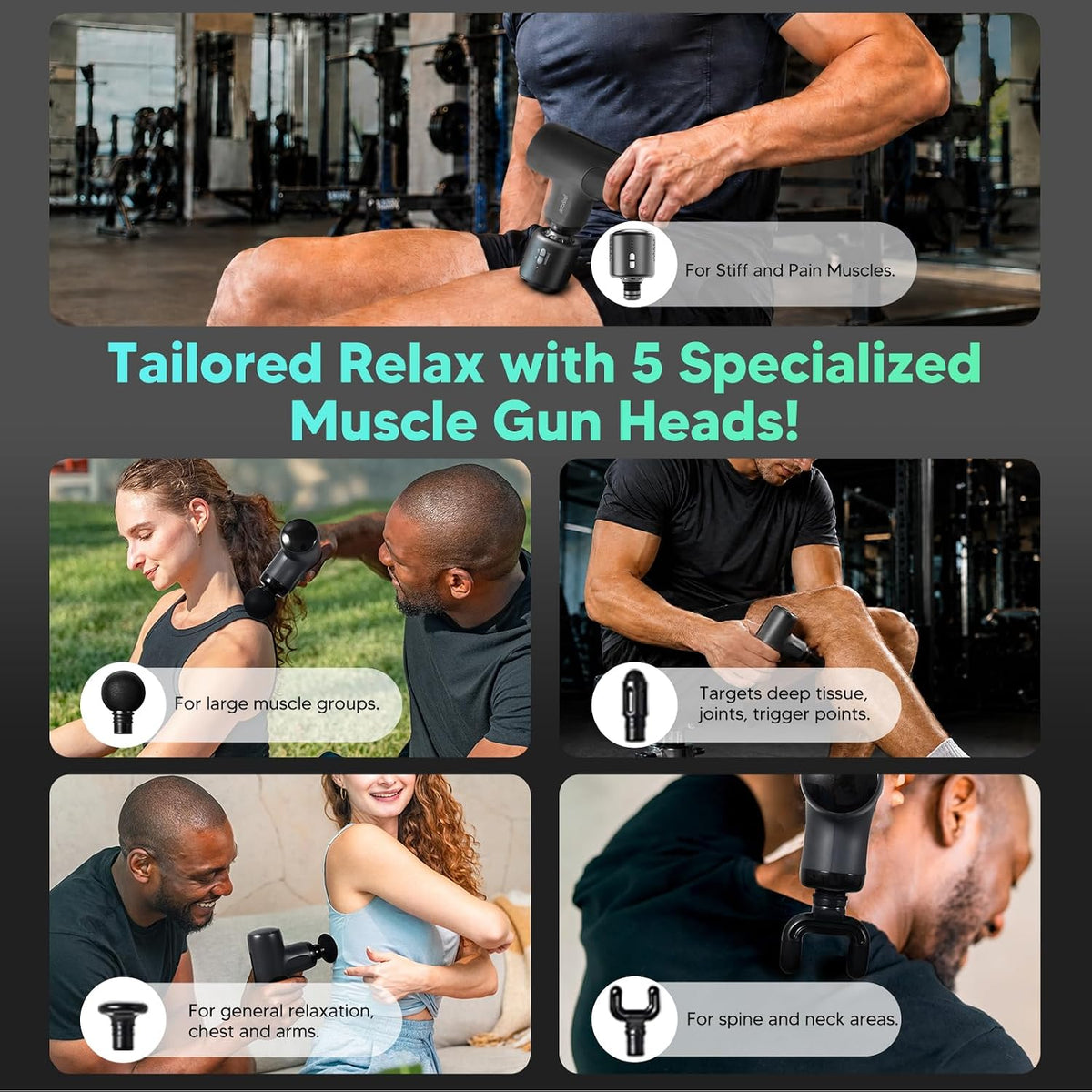 Mini Massage Gun, Deep Tissue Percussion Massager Back Pain Relief
