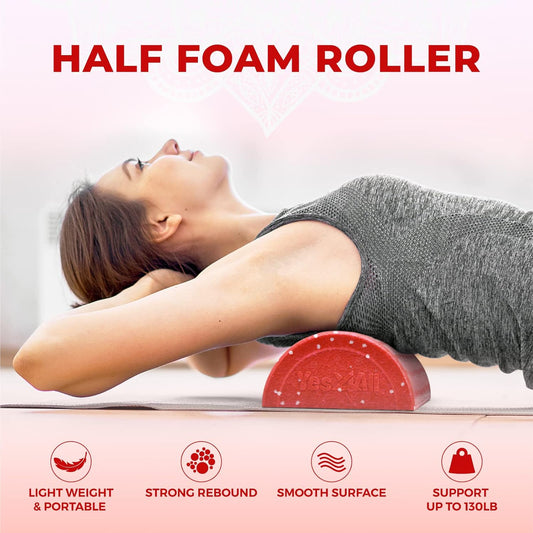High-Density EPP Half Round Back Roller Foam, Exercise Foam Roller for Yoga, Pilates & Stretching - 12, 18, 24, 36 inch