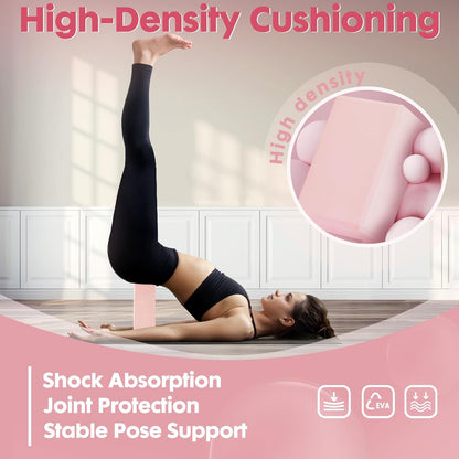High-Density EVA Yoga Block – Hard & Thick (250g) Block for Yoga, Pilates, Dance Workout – Non-Slip Exercise Brick for Beginners, 9x6x4 Inches
