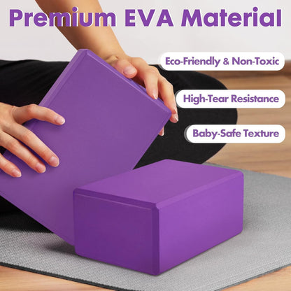 High-Density EVA Yoga Block – Hard & Thick (250g) Block for Yoga, Pilates, Dance Workout – Non-Slip Exercise Brick for Beginners, 9x6x4 Inches