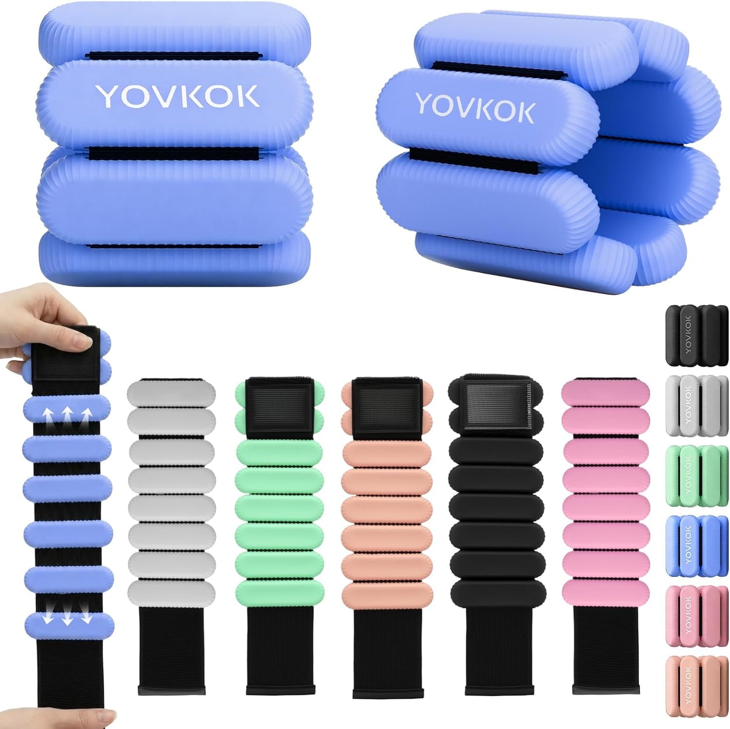 Wrist Weights, Silicone Adjustable Ankle Weights for Women Men - Strengthen Arms and Legs Ideal for for Home Gym Workout, Running, Yoga, Pilates, Barre, Exercise, Strength Training