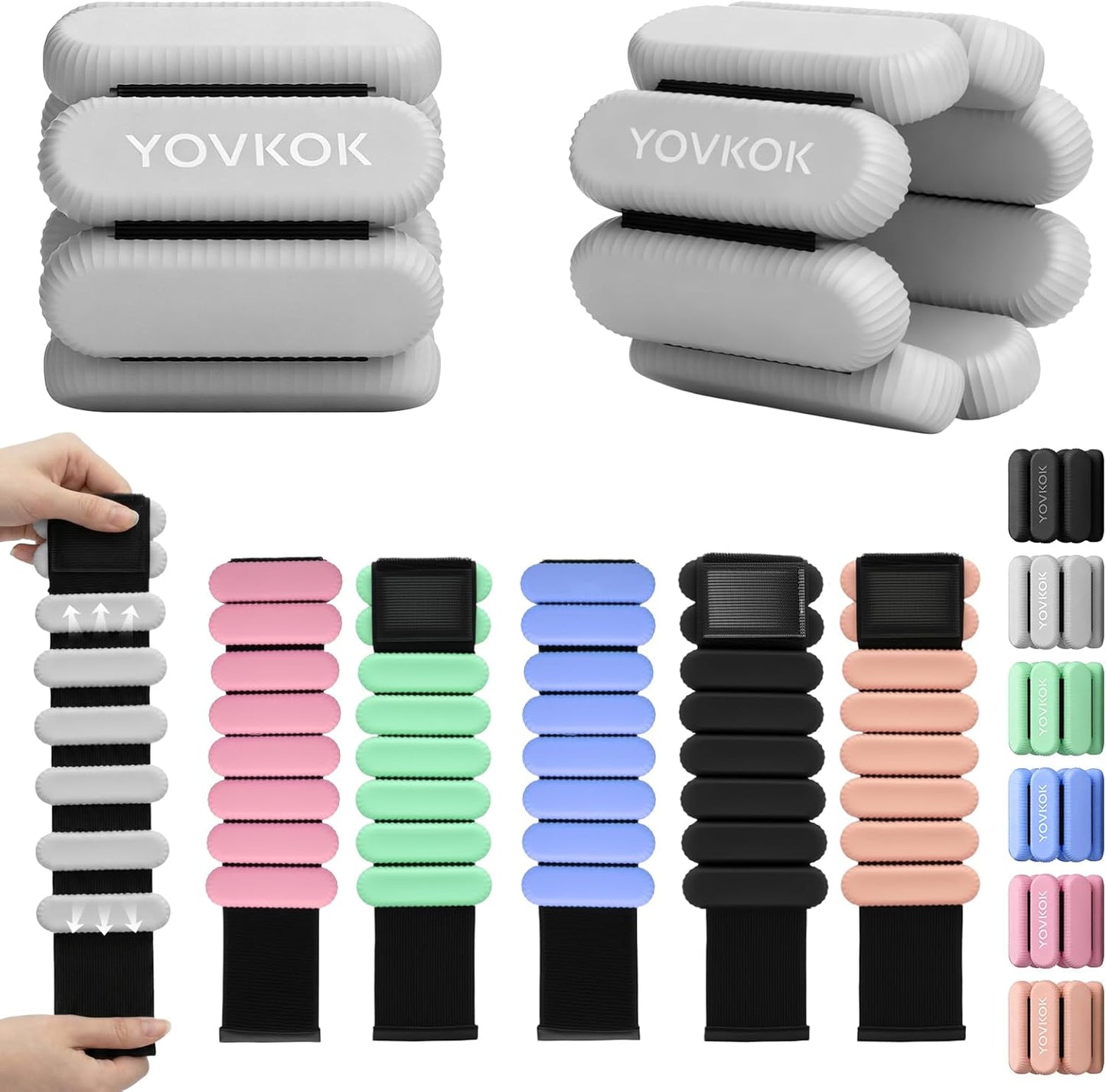 Wrist Weights, Silicone Adjustable Ankle Weights for Women Men - Strengthen Arms and Legs Ideal for for Home Gym Workout, Running, Yoga, Pilates, Barre, Exercise, Strength Training