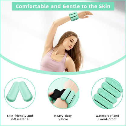 Wrist Weights, Silicone Adjustable Ankle Weights for Women Men - Strengthen Arms and Legs Ideal for for Home Gym Workout, Running, Yoga, Pilates, Barre, Exercise, Strength Training