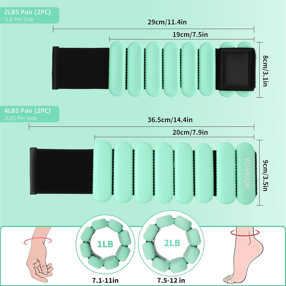 Wrist Weights, Silicone Adjustable Ankle Weights for Women Men - Strengthen Arms and Legs Ideal for for Home Gym Workout, Running, Yoga, Pilates, Barre, Exercise, Strength Training