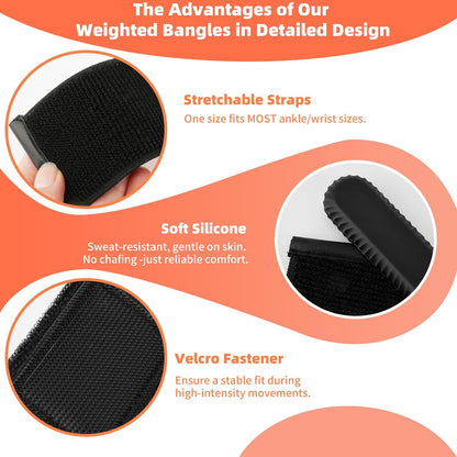Wrist Weights, Silicone Adjustable Ankle Weights for Women Men - Strengthen Arms and Legs Ideal for for Home Gym Workout, Running, Yoga, Pilates, Barre, Exercise, Strength Training