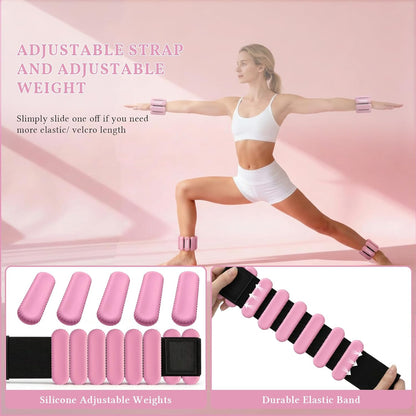 Wrist Weights, Silicone Adjustable Ankle Weights for Women Men - Strengthen Arms and Legs Ideal for for Home Gym Workout, Running, Yoga, Pilates, Barre, Exercise, Strength Training
