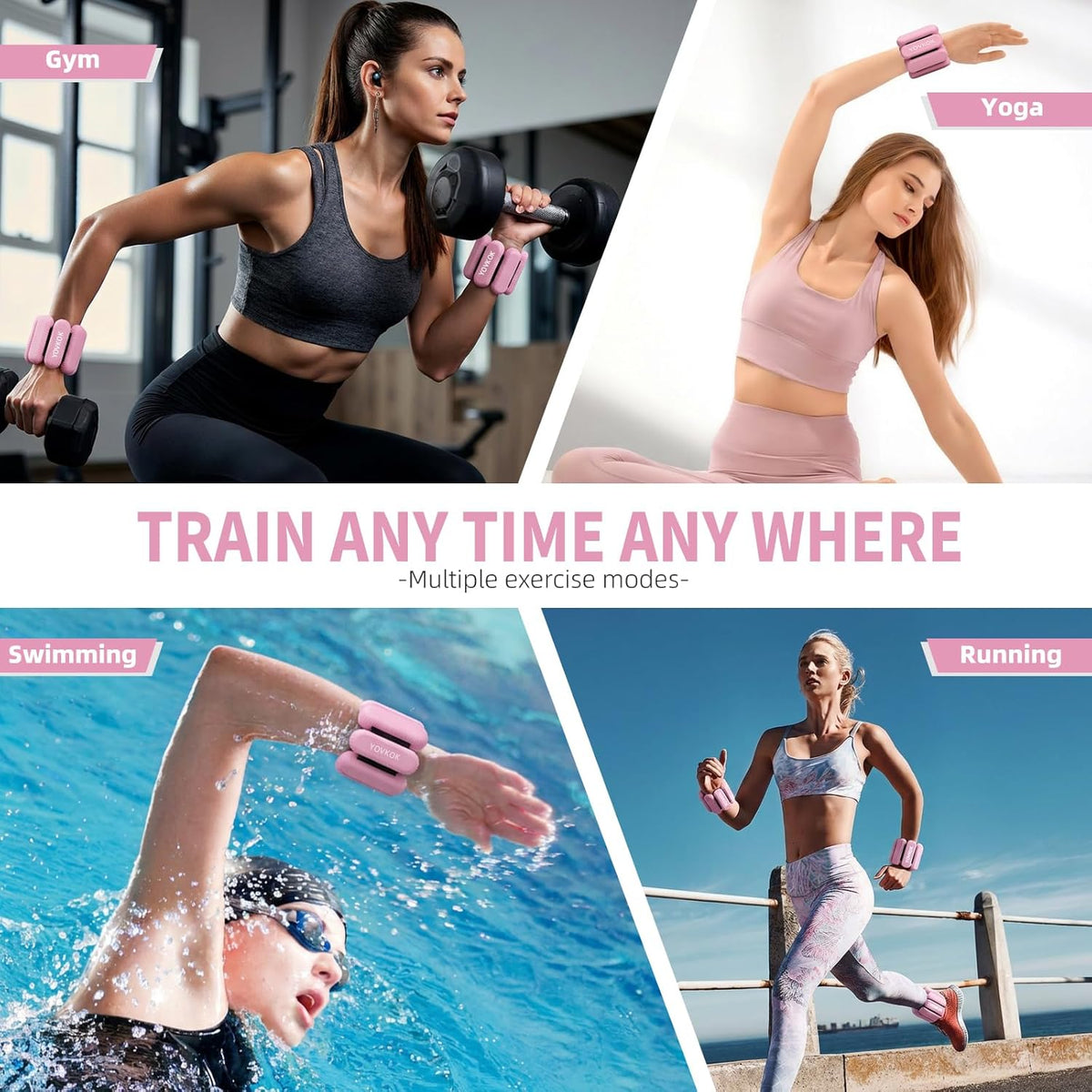 Wrist Weights, Silicone Adjustable Ankle Weights for Women Men - Strengthen Arms and Legs Ideal for for Home Gym Workout, Running, Yoga, Pilates, Barre, Exercise, Strength Training