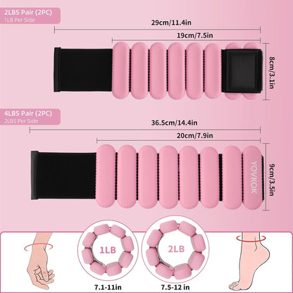 Wrist Weights, Silicone Adjustable Ankle Weights for Women Men - Strengthen Arms and Legs Ideal for for Home Gym Workout, Running, Yoga, Pilates, Barre, Exercise, Strength Training