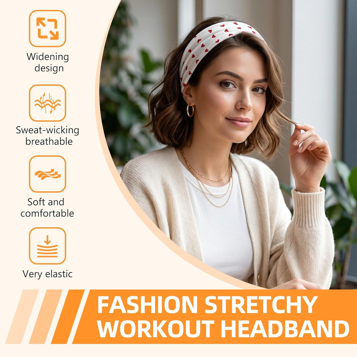 8PCS Summer-Exclusive Non Slip Sports Elastic Soft Running Fashion Headbands Absorb Sweat for Women & Men Working Out, Travel