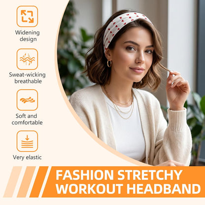 8PCS Summer-Exclusive Non Slip Sports Elastic Soft Running Fashion Headbands Absorb Sweat for Women & Men Working Out, Travel