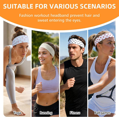 8PCS Summer-Exclusive Non Slip Sports Elastic Soft Running Fashion Headbands Absorb Sweat for Women & Men Working Out, Travel