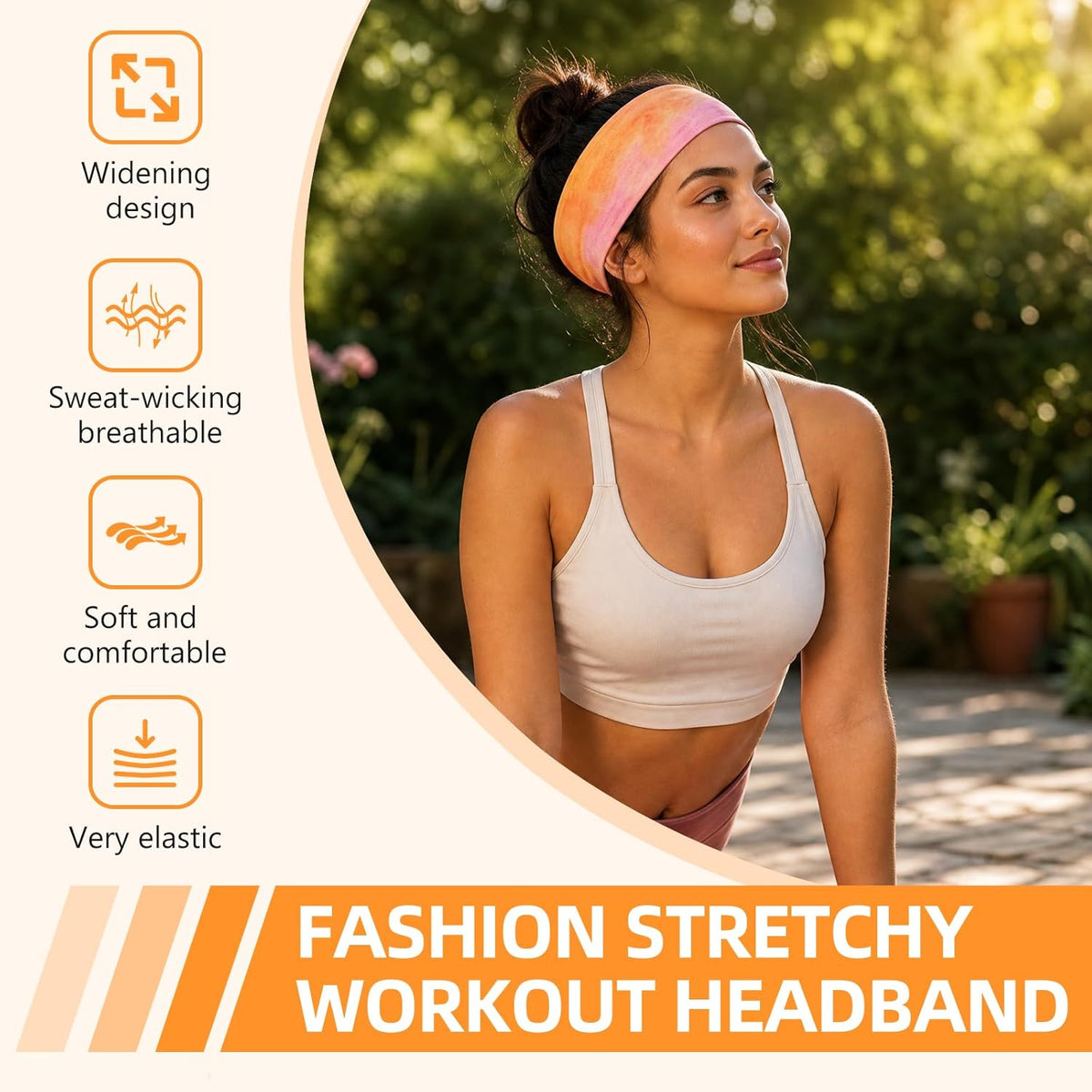 8PCS Summer-Exclusive Non Slip Sports Elastic Soft Running Fashion Headbands Absorb Sweat for Women & Men Working Out, Travel