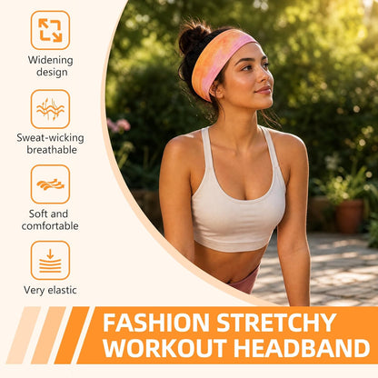8PCS Summer-Exclusive Non Slip Sports Elastic Soft Running Fashion Headbands Absorb Sweat for Women & Men Working Out, Travel