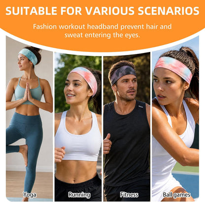 8PCS Summer-Exclusive Non Slip Sports Elastic Soft Running Fashion Headbands Absorb Sweat for Women & Men Working Out, Travel