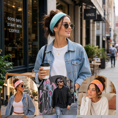 8PCS Summer-Exclusive Non Slip Sports Elastic Soft Running Fashion Headbands Absorb Sweat for Women & Men Working Out, Travel