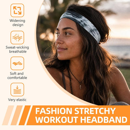 8PCS Summer-Exclusive Non Slip Sports Elastic Soft Running Fashion Headbands Absorb Sweat for Women & Men Working Out, Travel