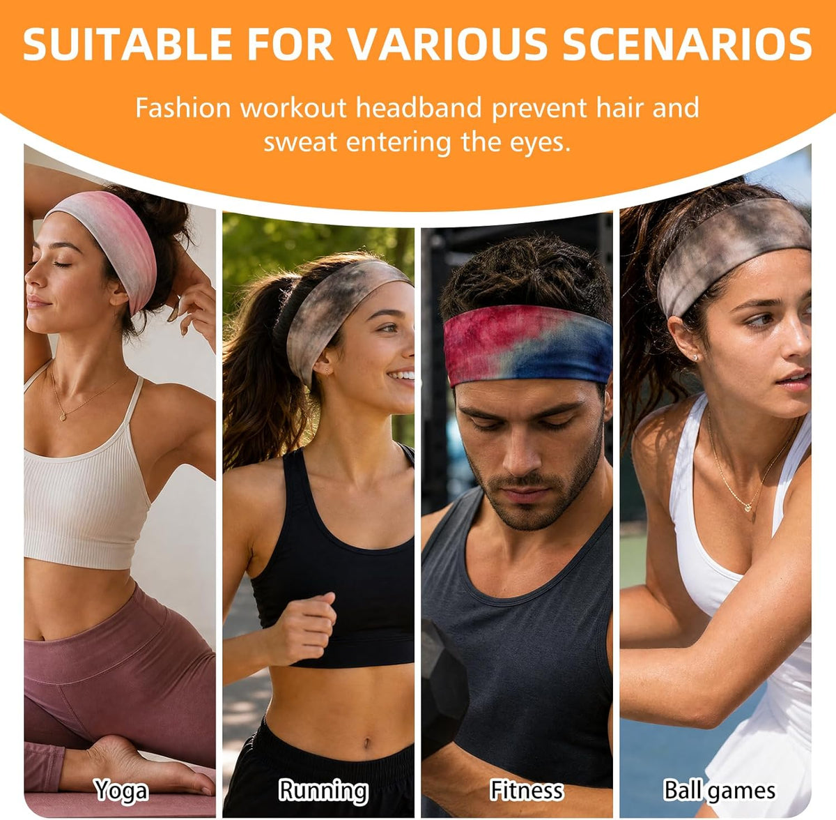 8PCS Summer-Exclusive Non Slip Sports Elastic Soft Running Fashion Headbands Absorb Sweat for Women & Men Working Out, Travel