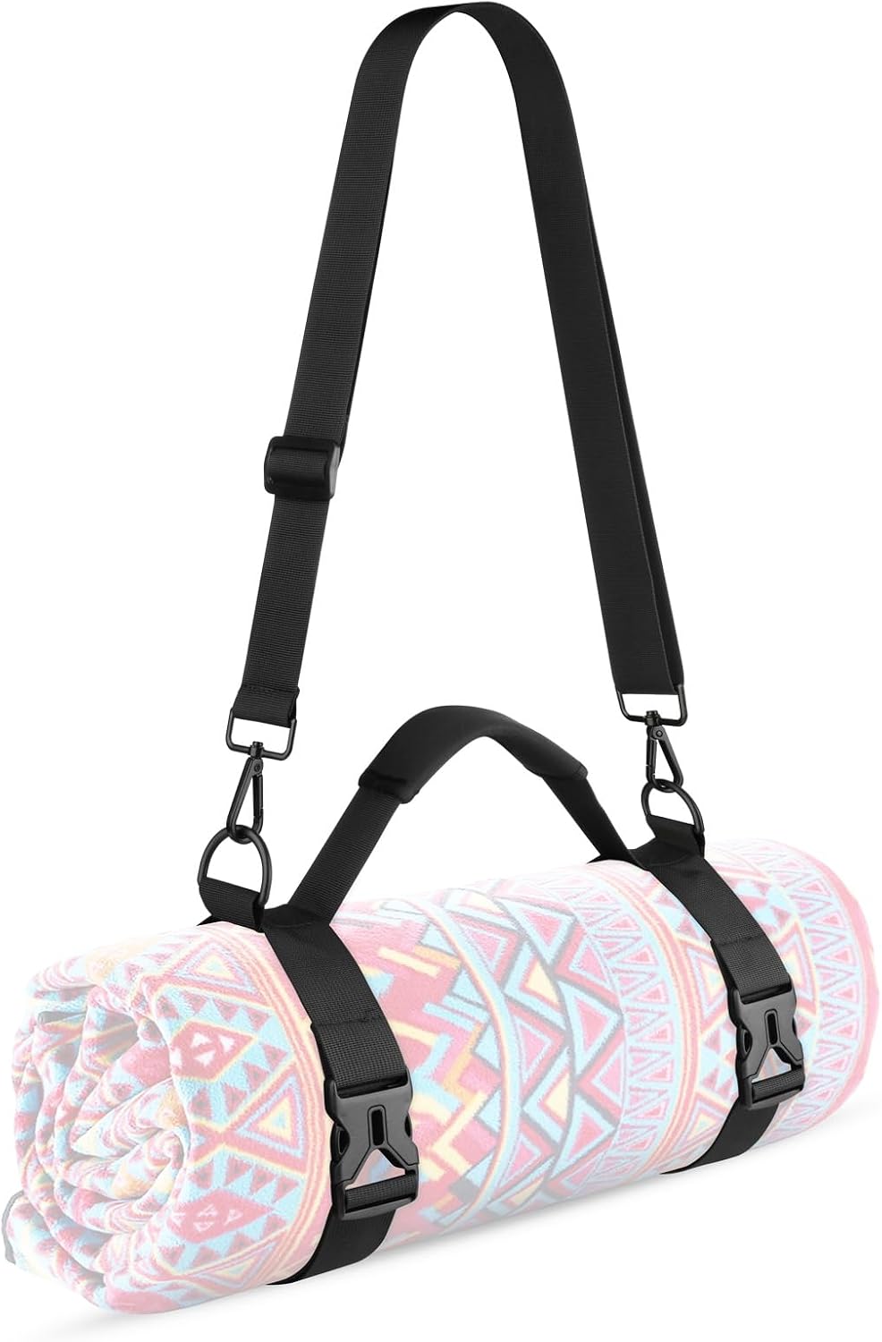 Portable Yoga Mat Strap Mat Sling Picnic Blanket Strap with Adjustable Shoulder Strap & Handle for Festivals Picnics Camping Motorcycle Bedroll Pilates