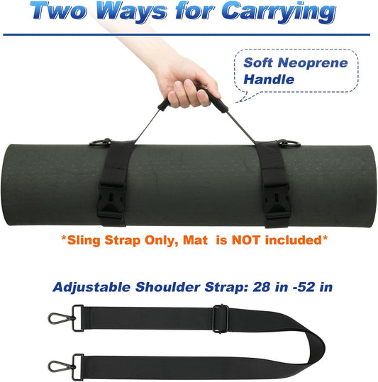 Portable Yoga Mat Strap Mat Sling Picnic Blanket Strap with Adjustable Shoulder Strap & Handle for Festivals Picnics Camping Motorcycle Bedroll Pilates