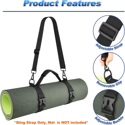 Portable Yoga Mat Strap Mat Sling Picnic Blanket Strap with Adjustable Shoulder Strap & Handle for Festivals Picnics Camping Motorcycle Bedroll Pilates