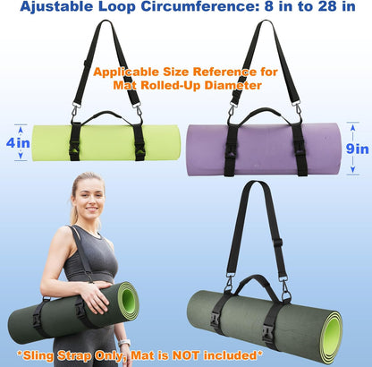 Portable Yoga Mat Strap Mat Sling Picnic Blanket Strap with Adjustable Shoulder Strap & Handle for Festivals Picnics Camping Motorcycle Bedroll Pilates