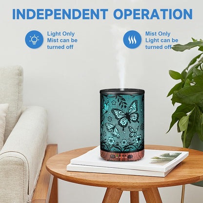 Essential Oil Diffuser 120ML Metal Aromatherapy Diffuser with Timer, Cool Mist Humidifier with Auto Shut-Off & 7 Color Lights for Home Office Spa (Tree)