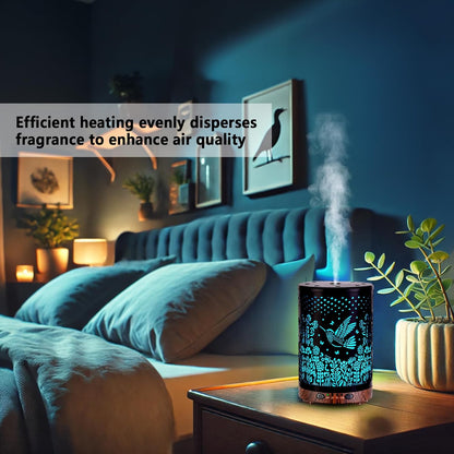 Essential Oil Diffuser 120ML Metal Aromatherapy Diffuser with Timer, Cool Mist Humidifier with Auto Shut-Off & 7 Color Lights for Home Office Spa (Tree)