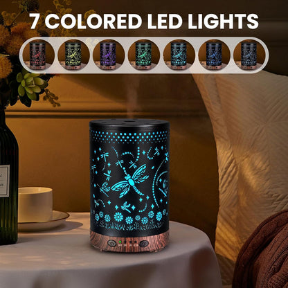 Essential Oil Diffuser 120ML Metal Aromatherapy Diffuser with Timer, Cool Mist Humidifier with Auto Shut-Off & 7 Color Lights for Home Office Spa (Tree)