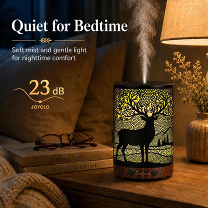 Essential Oil Diffuser 120ML Metal Aromatherapy Diffuser with Timer, Cool Mist Humidifier with Auto Shut-Off & 7 Color Lights for Home Office Spa (Tree)