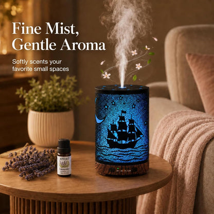 Essential Oil Diffuser 120ML Metal Aromatherapy Diffuser with Timer, Cool Mist Humidifier with Auto Shut-Off & 7 Color Lights for Home Office Spa (Tree)