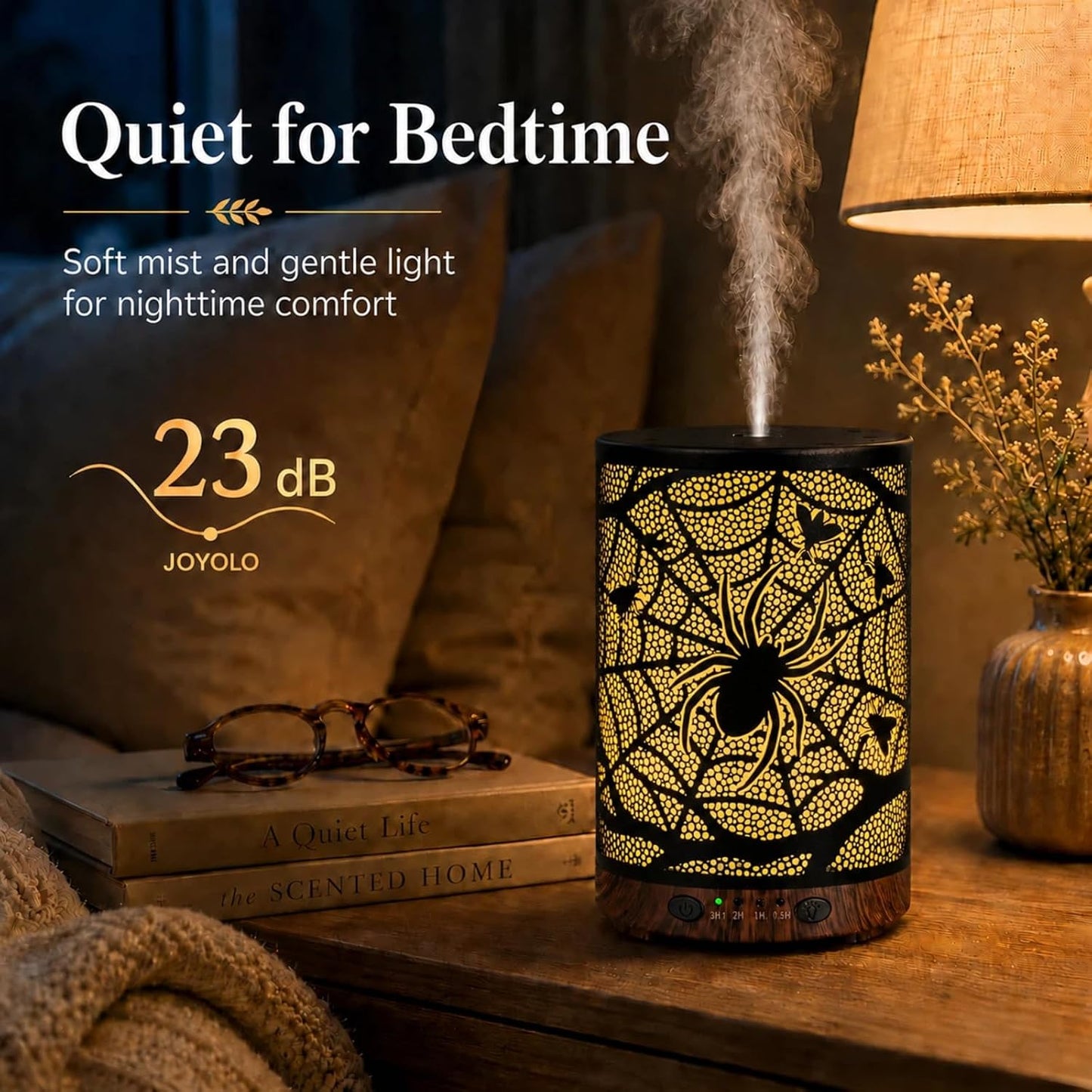 Essential Oil Diffuser 120ML Metal Aromatherapy Diffuser with Timer, Cool Mist Humidifier with Auto Shut-Off & 7 Color Lights for Home Office Spa (Tree)