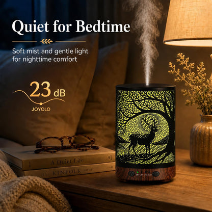 Essential Oil Diffuser 120ML Metal Aromatherapy Diffuser with Timer, Cool Mist Humidifier with Auto Shut-Off & 7 Color Lights for Home Office Spa (Tree)