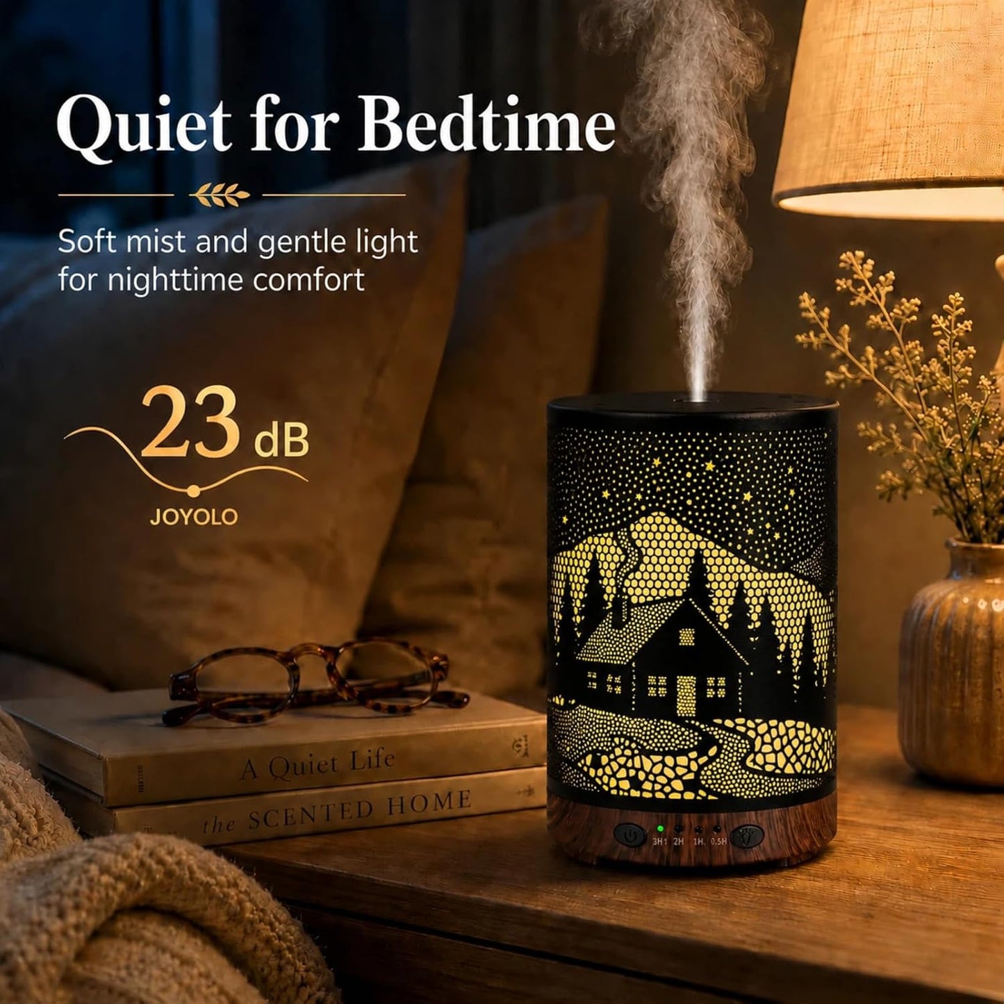Essential Oil Diffuser 120ML Metal Aromatherapy Diffuser with Timer, Cool Mist Humidifier with Auto Shut-Off & 7 Color Lights for Home Office Spa (Tree)