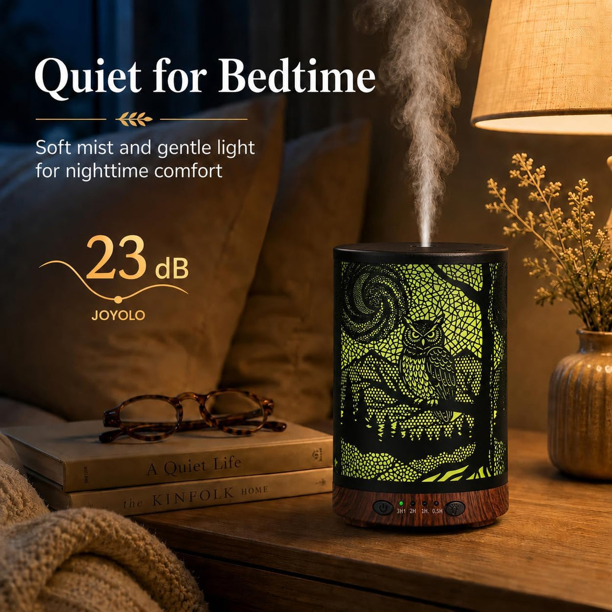 Essential Oil Diffuser 120ML Metal Aromatherapy Diffuser with Timer, Cool Mist Humidifier with Auto Shut-Off & 7 Color Lights for Home Office Spa (Tree)